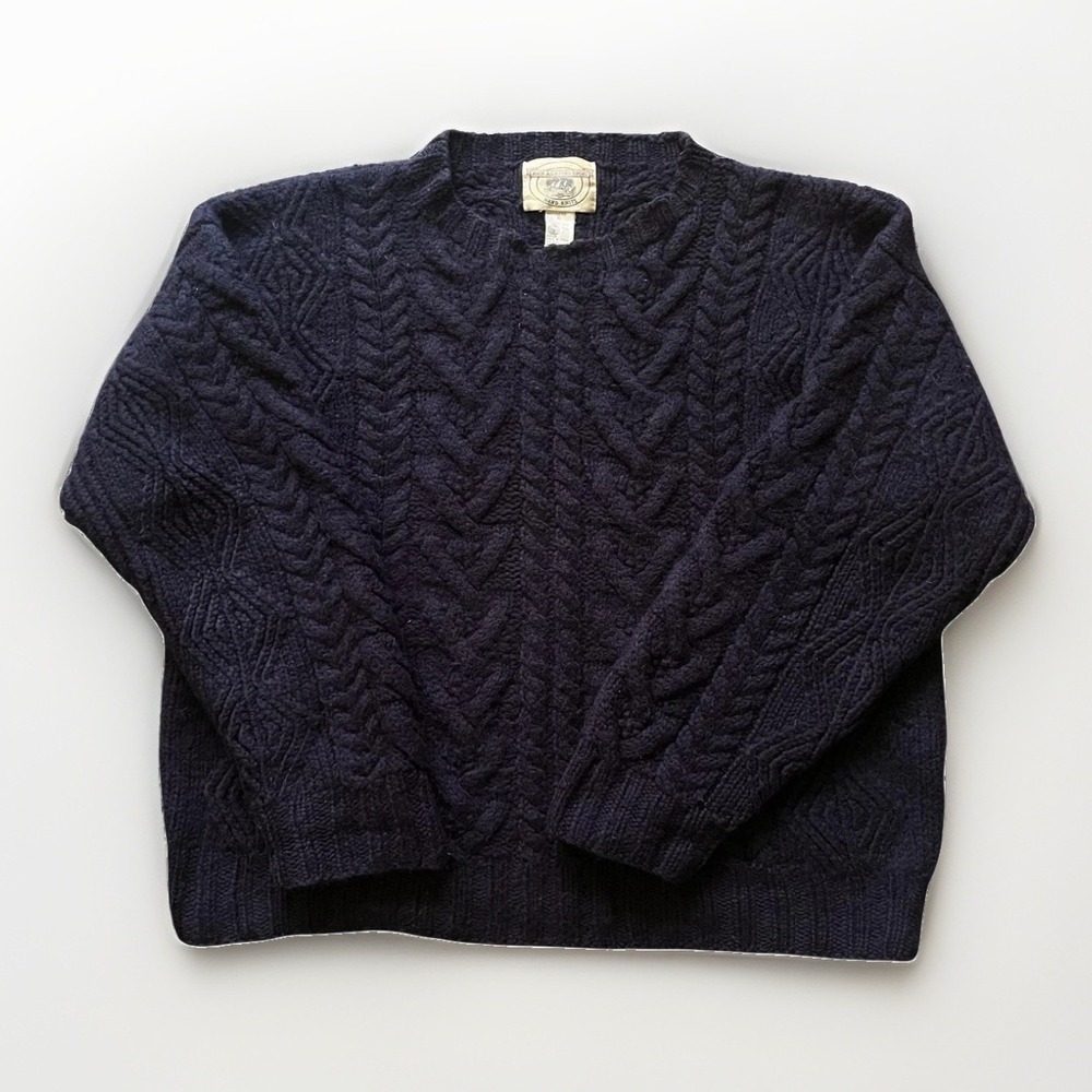 John Ashford Sport Sweater Mens XL Blue Wool Knit Crewneck Heavyweight